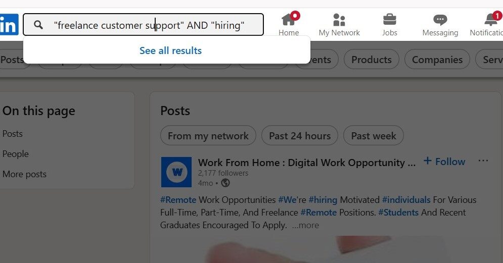 Boolean LinkedIn search method on how to find freelance clients fast