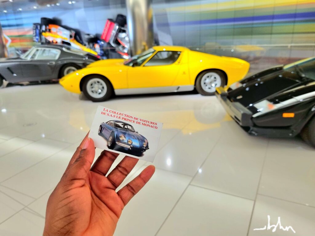 A yellow Lamborghini at the Prince's Car collection for a day trip guide to Monaco