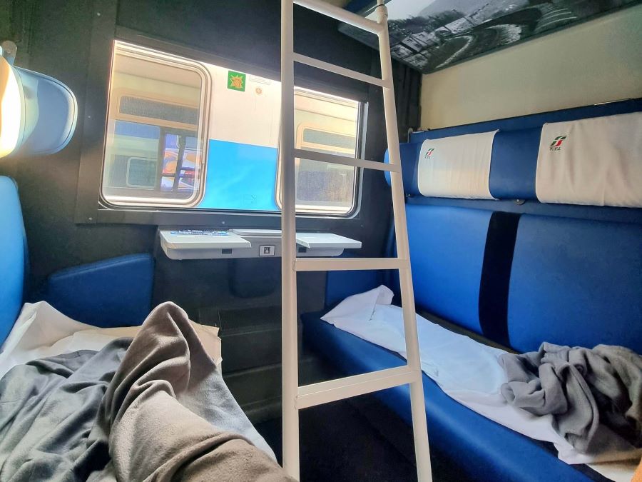 cabin beds inside Trenitalia Trains on my way to spend 3 days in Rome.